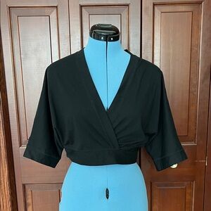 It’s Our Time Maternity. Black Wrap Shrug. Size 14. 3/4 length sleeves.